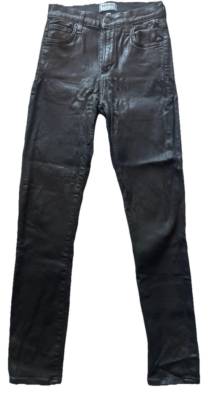 AGOLDE Women's Black Shiny Skinny Jeans Size 24 Stretch
